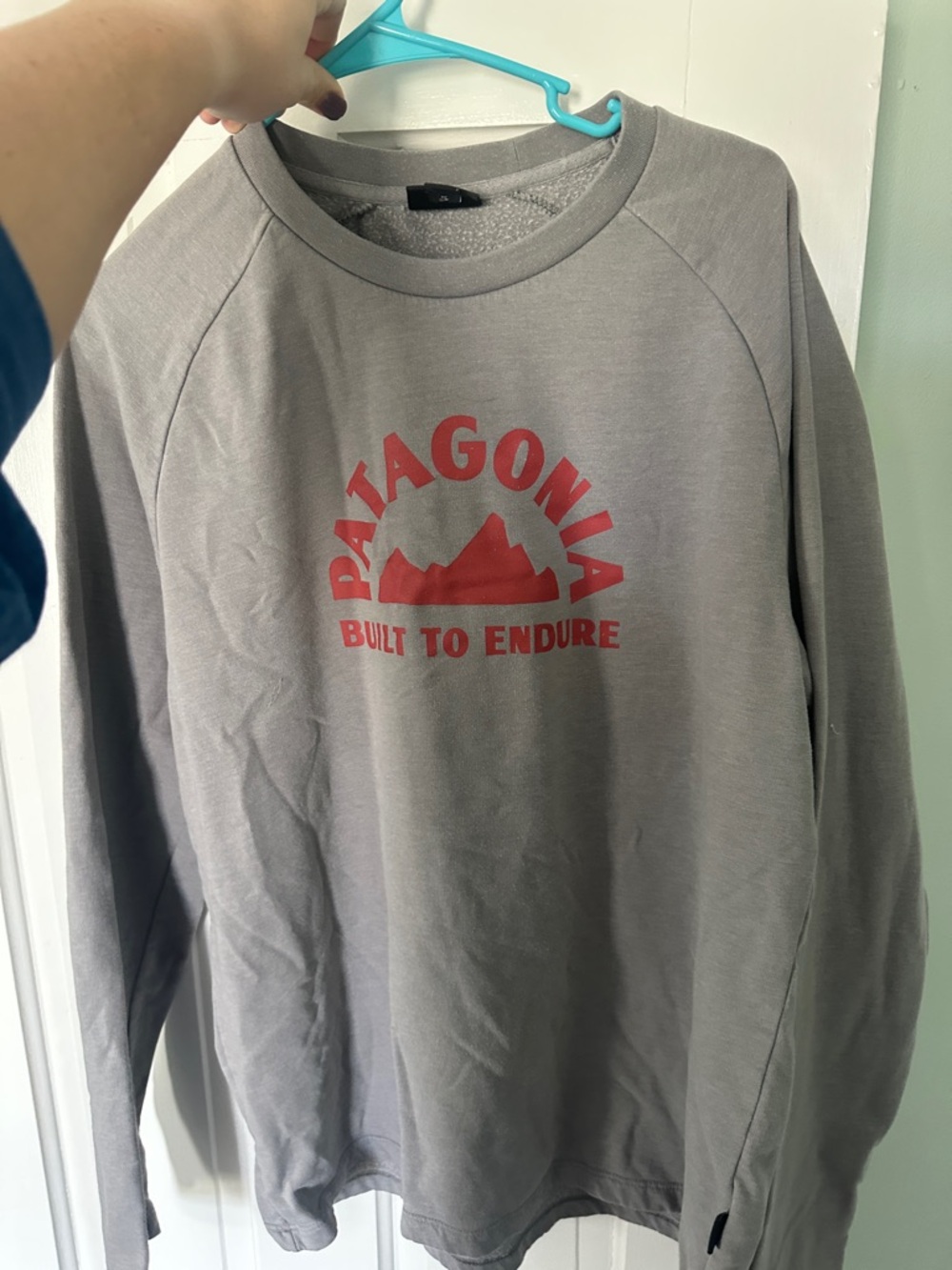Patagonia Gray Crewneck Sweatshirt with Red Logo